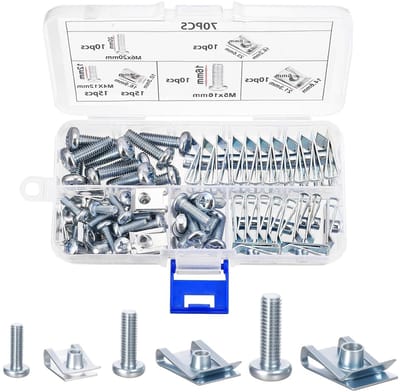 Complete Set van 70 Stuks U-Type Plaatmoeren, M4 M5 M6 Assortiment voor Universele Bevestigingen en Hoekmoeren