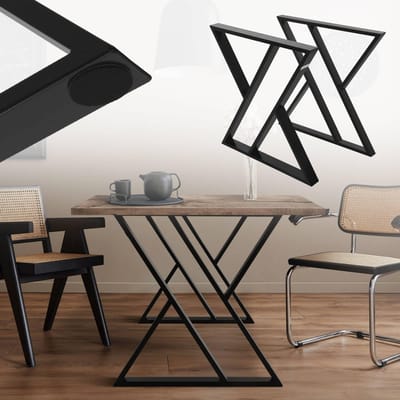 2 tafelpoten B69xH72 cm Tafellopers X-vormig staal met poedercoating zwart ML-Design
