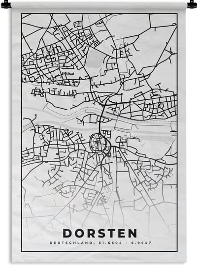 Wandkleed - Wanddoek - Stadskaart - Dorsten - Kaart - Plattegrond - 120x180 cm - Wandtapijt