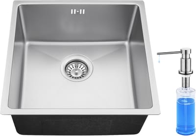 Auralum max Spoelbak 44x44CM - Spoelbak Keuken RVS Met Zeepdispenser 300ML - Spoelbakken Keuken - Wasbak Keuken
