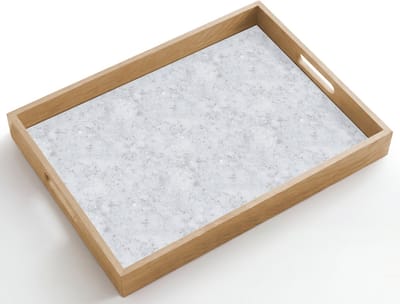 Dienblad hout 50x35 cm - Schootdienblad - Grijs - Terrazzo-effect - Beton - Borrelplank rechthoek - Plateau dienbladen