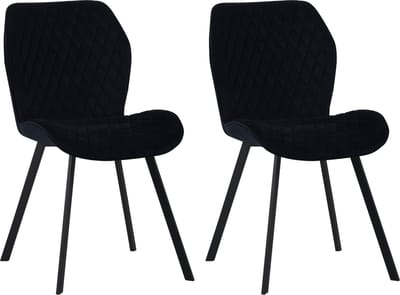 Colenis® - Rio eetkamerstoel - Set Van 2 - Zwart - Fluweel - Velvet - Industrieel - Stoel