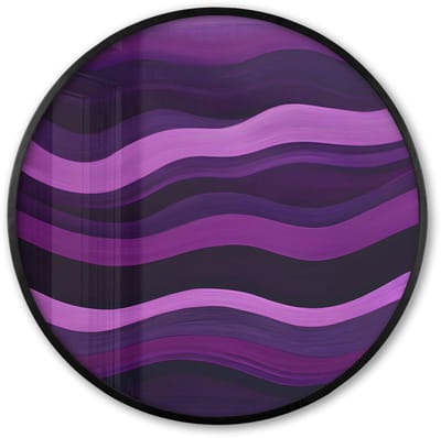 Poster in lijst Rond - Fotolijst 60x60 cm - Posters - Lijnen - Golven - Paars - Abstract - Ronde posterlijst zwart - Decoratie - Wanddecoratie woonkamer - Muurdecoratie slaapkamer