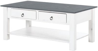 Ines-Salontafel - 2-laden - Wit/Grijs Grenen