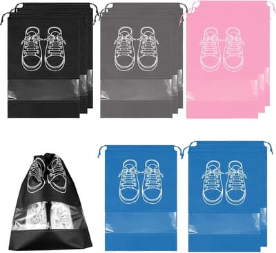 Reisorganizers voor Schoenen, 12-delige Set met Doorzichtige Vensters, Ideaal voor Dagelijks Gebruik en Vakantie, Verkrijgbaar in 3 Maten en Meerdere Kleuren