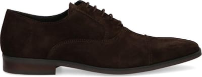 Manfield - Heren - Donkerbruine suède veterschoenen - Maat 40