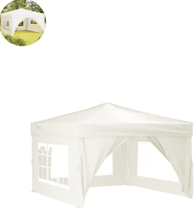 Partytent opvouwbaar - Paviljoen - 3x3 - Easy up - Waterdicht - met Zijwanden - Weerbestendig - Crème