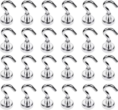 Multifunctionele magneethaken - set van 28 stuks, supersterke neodymium magneten met haken voor de keuken, badkamer, slaapkamer, garage, kluisjes, kantoor en meer!
