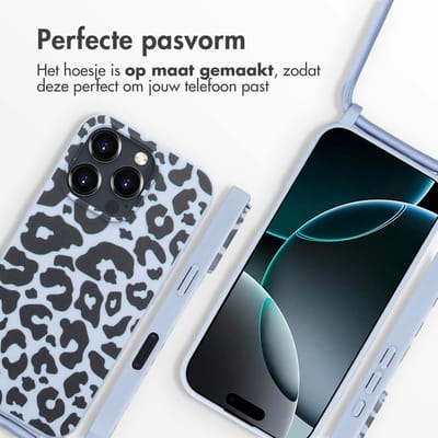 imoshion Hoesje - Geschikt voor Apple iPhone 16 Pro Max - Siliconen design hoesje met koord - Animal Lila