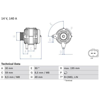 Dynamo / Alternator BOSCH 0 986 082 250