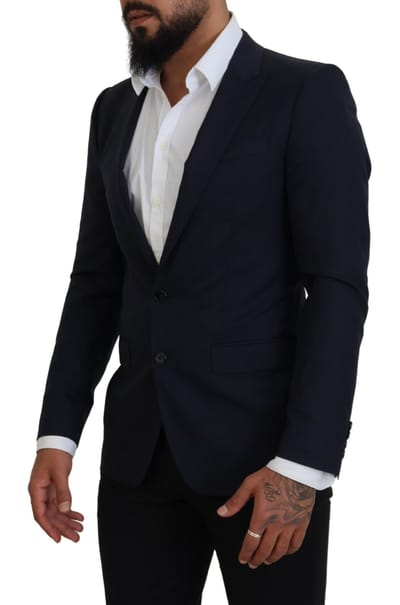 Klassiek Fit Pak Donkerblauw Effen
