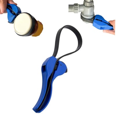 Sleutel， verstelbare flesopener , autofilter , rubberen bandsleutel , geschikt voor autoreparatie, scheepsreparatie , pijpreparatie, oliefilter, douchekop, glazen flesopener (20*5cm, blauw)