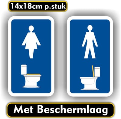 Jerma - Toilet Dames en Heren - WC - Stickers – set 2st - 14 x 8 cm - Krasbestendig - Vinyl