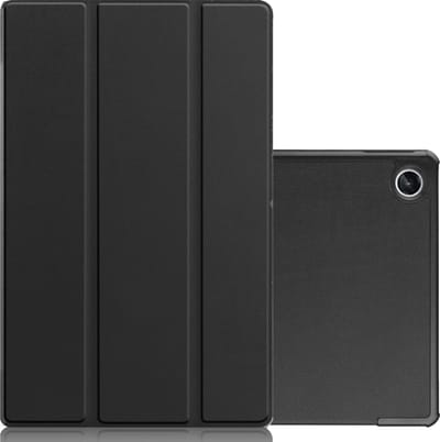 Hoes - Geschikt voor Lenovo Tab M10 Plus (3e / 3rd Generatie) - Dun & Stevig - Trifold Bookcase - Hard Cover - Hardcover Book Case - Tablet Hoesje - Zwart