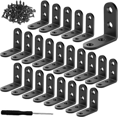 Set van 24 Hoekbeugels van Gegalvaniseerd Staal, 16 x 40 mm, Ideaal voor Meubelreparatie, Planken en Kasten, Inclusief Schroeven voor Stevige Verbindingen
