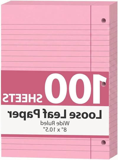 Losbladig Papier - College Ruled Papier - Notities Maken - Voorzien van 3 Gaten - 100 Vel - Roze