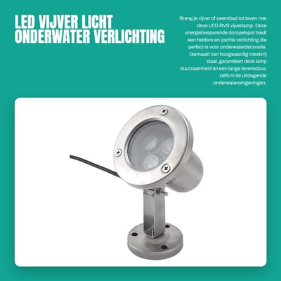 Dailygoods- Vijverlicht - Stevig Roestvrij Staal - LED Dompelspot - Energiebesparend - Onderwaterverlichting - Eenvoudige Installatie - Onderwaterlamp