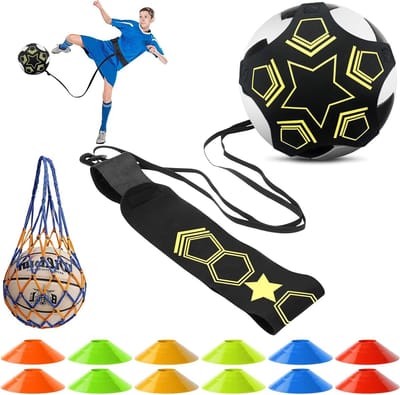Voetbaltrainingsaccessoire met 5 klauwen, 12 markeerhoeden en 1 voor solo training - ideaal voor voetbal en volleybal oefenen
