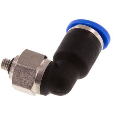 3mm x M 3 90 graden L-verbinding Messing/PA 66 Insteekfitting Buitendraad Kort Draaibaar NBR [2 Stuks]