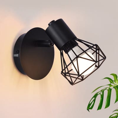 NETTLIFE Plafondlamp E14 - Zwart - Opbouwspot - 1-Lichts - met Metalen Lampkap - 350° draaibare - Moderne Plafondspot - voor Eetkamer | Slaapkamer | Woonkamer - Max.40W-excl. lichtbron