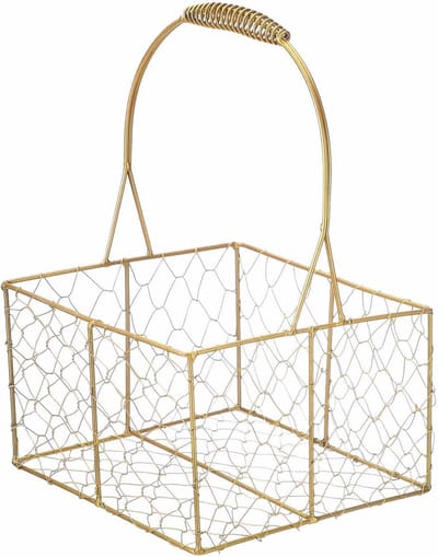 Bloemenmand met Handvat - Bloemenkorf Decoratie - Bruiloft Decoratie - Gouden Ijzeren Ambachten - Niet gespecificeerd - Goud