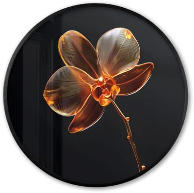 Poster in lijst Rond - Fotolijst 60x60 cm - Posters - Orchidee - Doorzichtig - Bloem - Ronde posterlijst zwart - Decoratie - Wanddecoratie woonkamer - Muurdecoratie slaapkamer