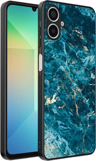 Smartphonica Telefoonhoesje Geschikt voor Samsung Galaxy A06 met marmer opdruk - TPU backcover case blue marble design - Blauw geschikt voor Samsung Galaxy A06