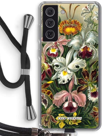 Case Company® - Hoesje met koord geschikt voor Samsung Galaxy S21 FE hoesje met Koord - Haeckel Orchidae - Telefoonhoesje met Zwart Koord - Bescherming aan alle Kanten en Over de Schermrand