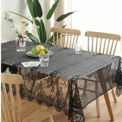 Tafelkleed Kant Hol Perspectief Tafelkleed Voor Tafel Retro Wit Zwart Wimpers Rechthoekig Elegant Tafelkleden Tafelkleed 35X145CM zwart