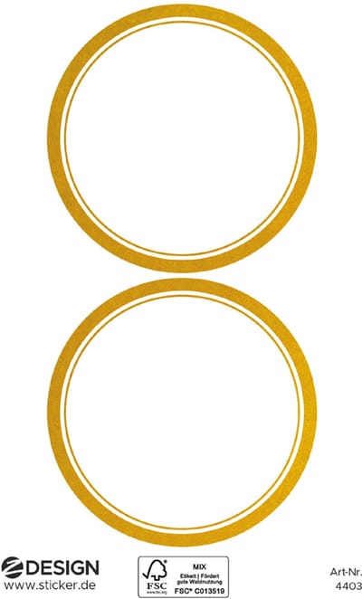 Huishoudelijke etiketten, gouden frame, 38 x 24 mm