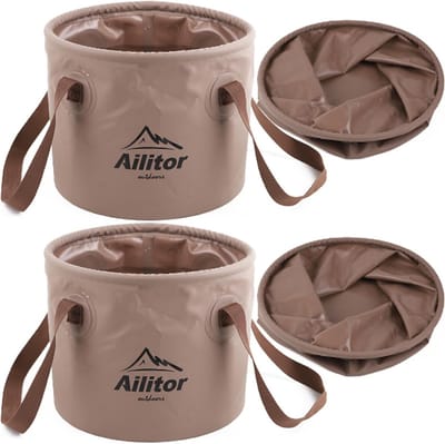 Opvouwbare emmer 20L - 2 stuks - Draagbare watercontainer voor buitenactiviteiten - Camping, Wandelen, Tuinieren
