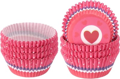 200 stuks muffinvormpjes, standaard formaat, muffinvormpjes, papier, bakvormen, vetdicht, voor feest, bruiloft, roze hart