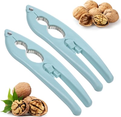 Notenkraker -notenkraker walnoten- Notenkraker van roestvrij staal - Alle noten - Notenkrakergereedschap - Voor - Kastanjes, krabben, kreeften, meer robuuste schelpen - Crackers - Antislip handvat - Zeevruchtengereedschapset (blauw - 2-pack)
