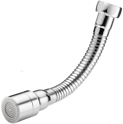Kraanverlenger - 360° verstelbare keukenkraanverlenger - Keukenkraanverlengstuk - Kraanconnector - Kraanverlengstuk - 31CM -Beluchter - Dubbele modusfunctie - Geschikt voor keukens, badkamers en balkons - Zilver