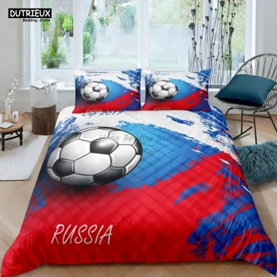 Wit Zwart Voetbal Beddengoed Set Balsporten Bedlinnen Dubbel Queen King Twin Volledige Maat Jongens Tieners Voetbal Dekbedovertrek Set Cadeaus AU Queen(210x210cm)