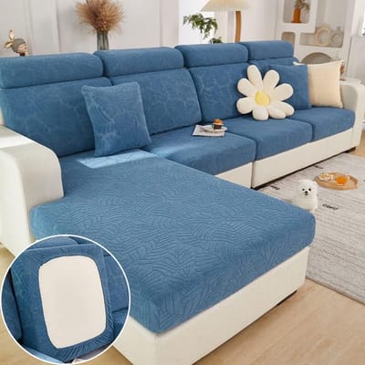 Zitbank, kussenhoes, stretch bankhoes, universele elastische bankzithoes, antislip bankhoes beschermhoes voor bankkussen L-vormige chaise lounge meubelbescherming