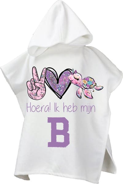 Strandponcho zwemdiploma B-meisjes-cadeau afzwemmen-poncho handdoek voor kinderen met capuchon-zwemponcho-badcape-lila roze