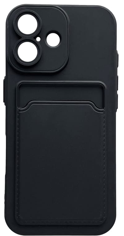 Casemania Hoesje Geschikt voor Apple iPhone 17 - Zwart - Anti-shock Back Cover met Pasjeshouder - Telefoonhoesje met Kaarthouder