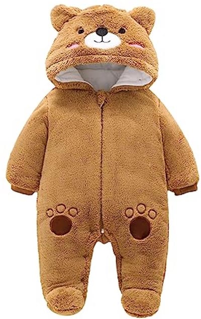 Vine Newborn Baby Hooded Fleece Footed Romper Snowsuit Baby Jumpsuit Outfits