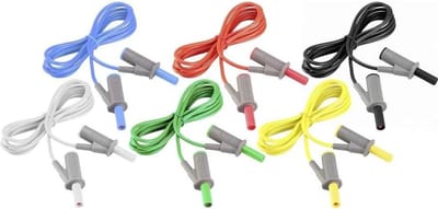 Meetsnoerenset Banaanstekker - Meetkabels Klemmen - Elektrische Metingen - Hittebestendige Silicone Isolatie - 5 meter 12 stuks - Zwart