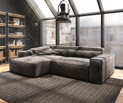 Hoekbank Sirpio XL 270x170 cm microvezel kaki bruin recamiere variabele