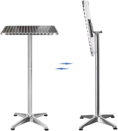 Bartafel In Hoogte Verstelbaar - Bistrotafel Keukentafel - Buiten Eten - Draaibaar Tafelblad - 60x60x70/110 cm - Zilver