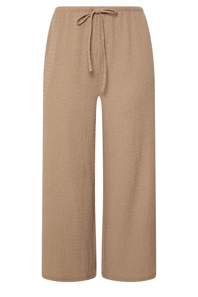Yours Natuurlijk Gekreukte Bruine Broek Met Wijde Pijpen Size Regular > 42