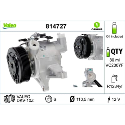 Compressor, airconditioner VALEO 814727