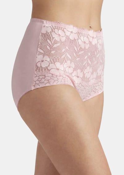 Elegant, corrigerend broekje met kant - rosé - Gr. 38 van Goldner Fashion