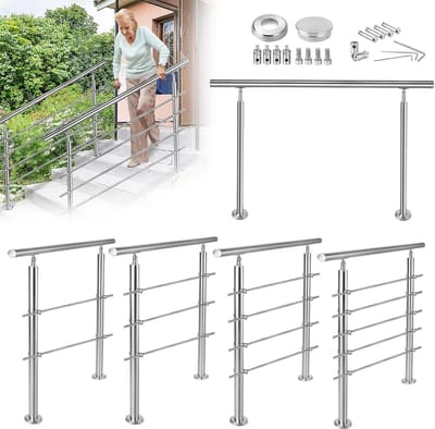 RVS Trapleuning voor Binnen en Buiten - Inclusief Bevestigingsmateriaal - Geschikt voor Trap en Balkon (100 cm)