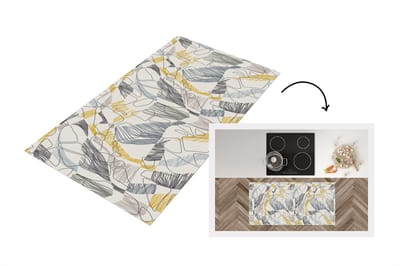 Keukenloper - Loper keuken - Line Art - Jungle - Patronen - Goud - 120x60 cm - Keukenloper vinyl