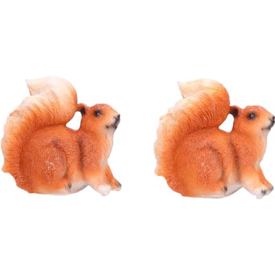 1 Paar Eekhoorn Hars Figuurtjes Miniatuur Eekhoorn Dieren Beeld Sculptuur Ornament voor Tuin orange
