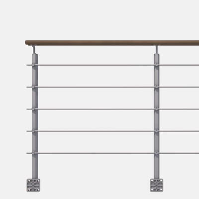 Kordo - Balustrade zijdelingse montage - OPALU - Silver met Kebony handgreep - 2 m
