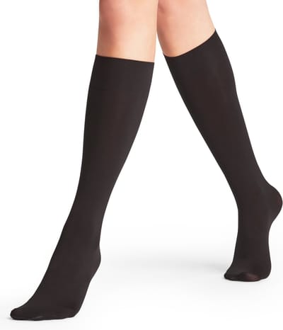 FALKE Seidenglatt eenkleurig materiaal ondoorzichtig 40 DEN kniekousen dames zwart - maat 35-38